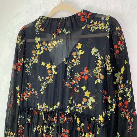 Anthropologie Jamison Ruffled Floral Tunic Semi-Sheer  Sz S - Picture 9 of 14